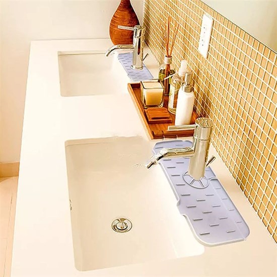 Silicone Flexible Faucet Handle Drip Catcher Mat - Kitchen Splash Guard (5563) #2