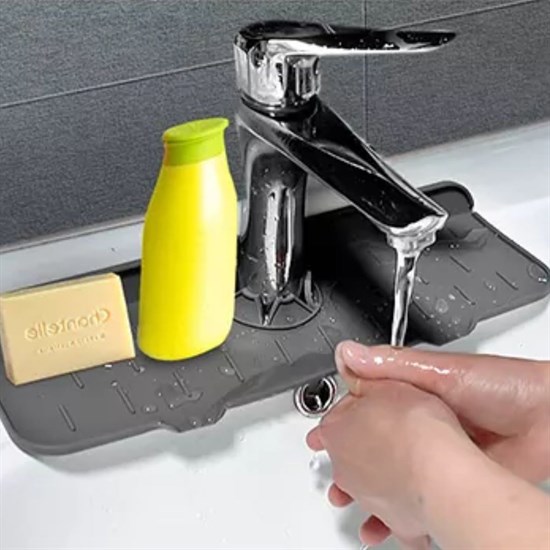 Silicone Flexible Faucet Handle Drip Catcher Mat - Kitchen Splash Guard (5563) #5
