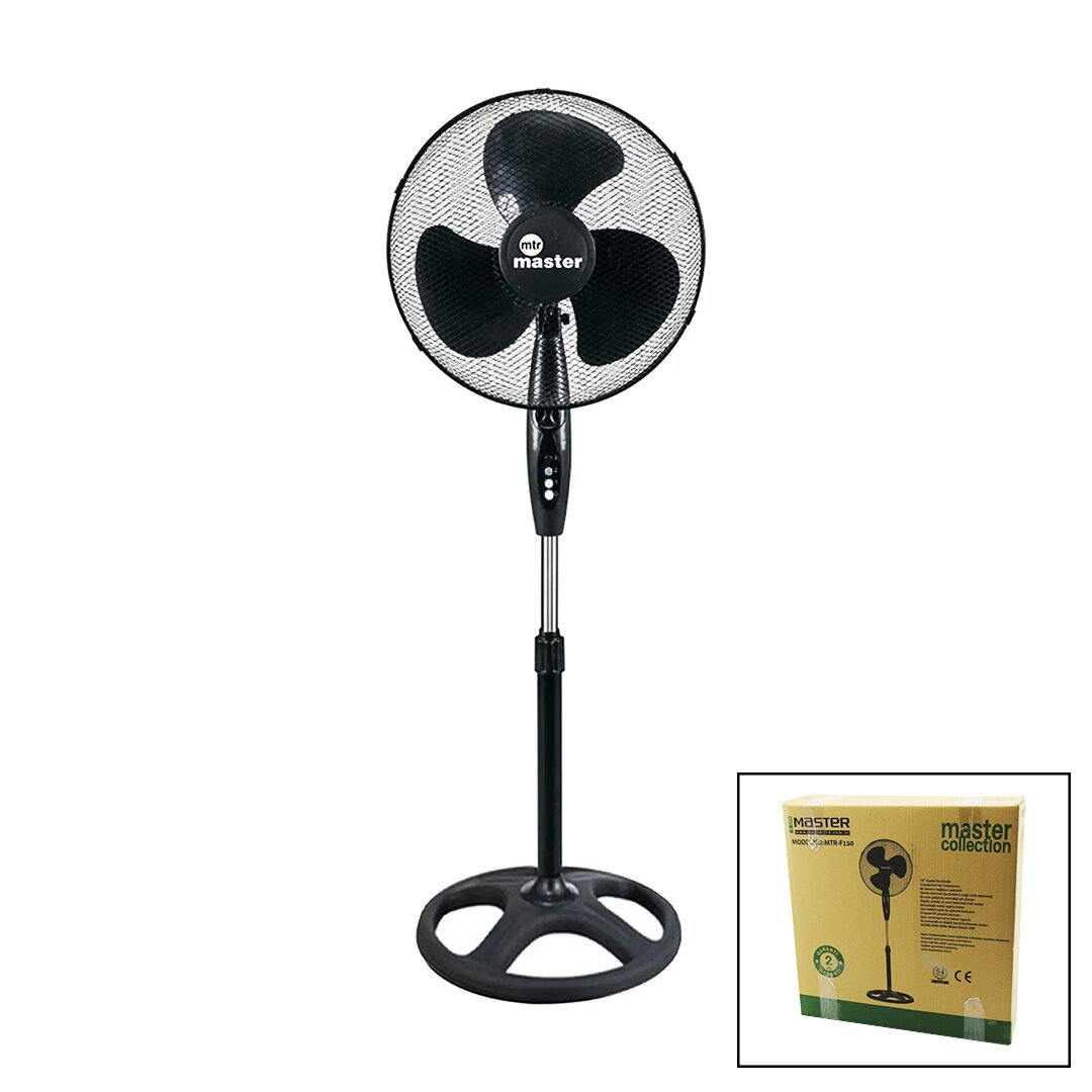 16 İNÇ EV TİPİ AYAKLI VANTİLATÖR 45W - 90 DERECE - 3 PLS PERVANE - 3 KADEME HIZ  MTR-F150 (5563)