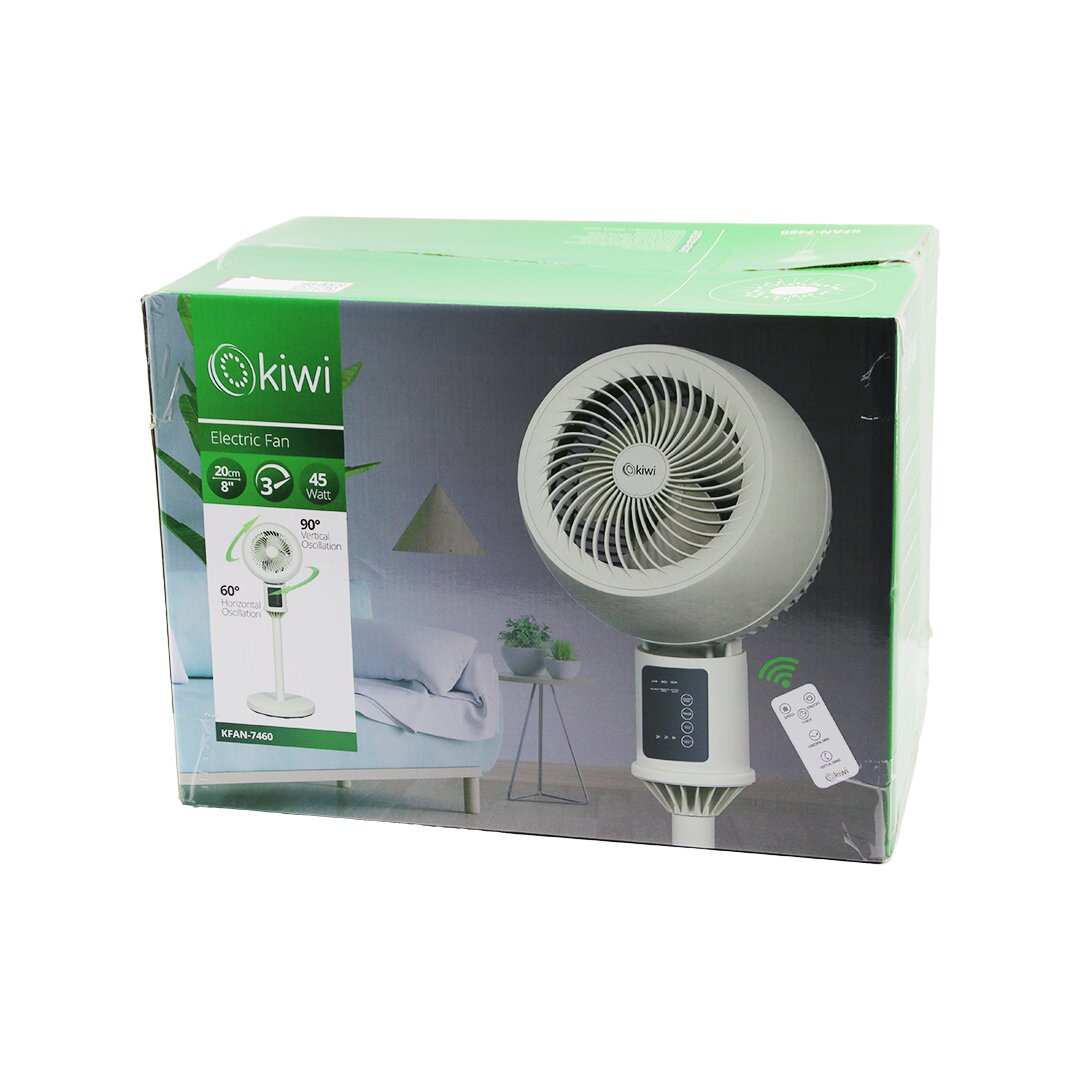 KİWİ KFAN-7460 8 İNÇ - 20CM SİRKÜLASYONLU VANTİLATÖR KUMANDALI - DOKUNMATİK EKRAN 45W 3 KADEME HIZ 3PLS.KANAT Y: 82CM (5563)