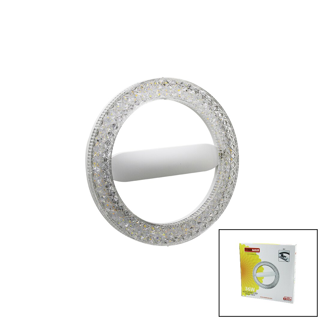 NISALUCE EAMP-059/1 Glaskristall Ring LED Lampe 36W E27 3 Farben 6500K 2700 Lumen