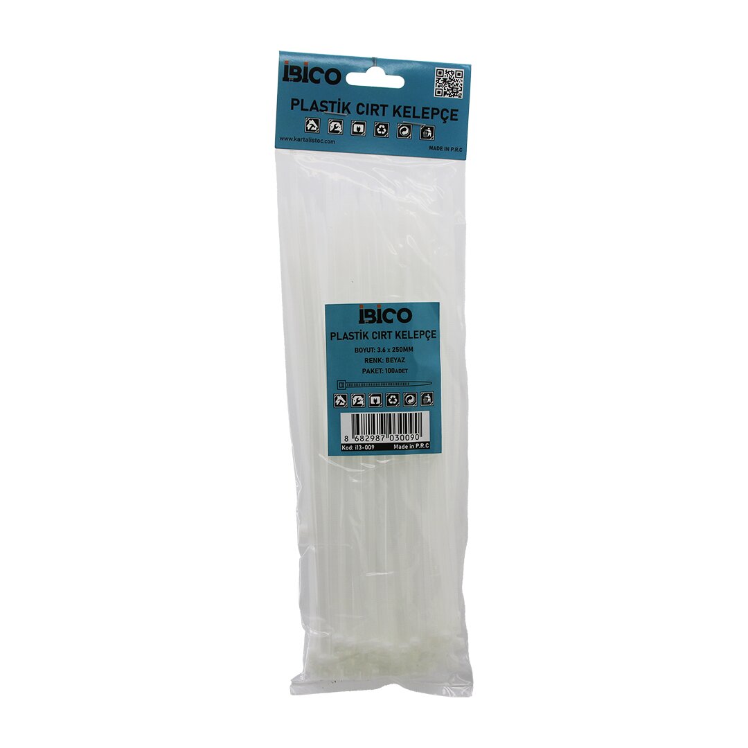 100PCS BEYAZ   3.6X250MM  PLASTİK CIRT KELEPÇE (5563)