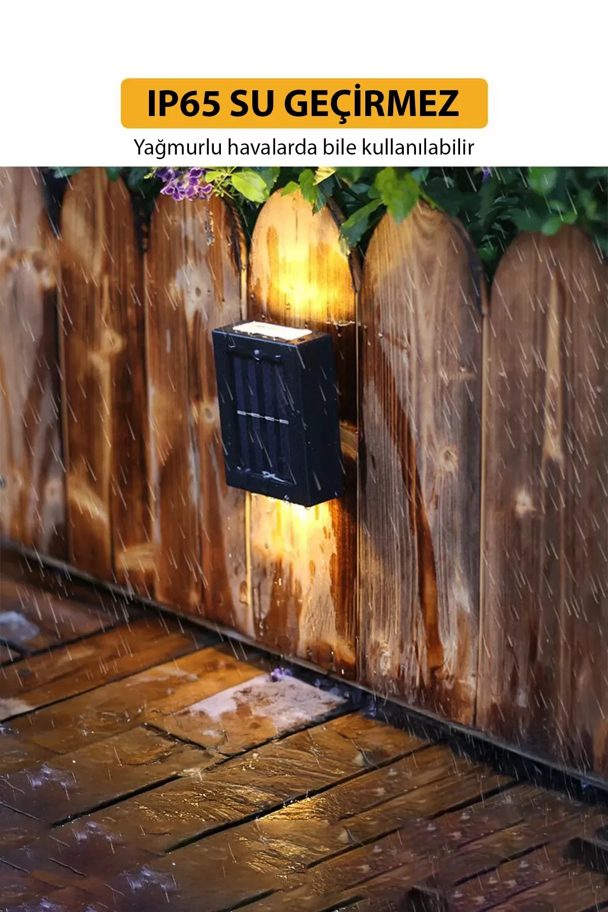 Solar Çift Taraflı Duvar Lambası Güneş Enerjili Aydınlatma Dekorasyon Aplik Işık 2 Li (5563) #2