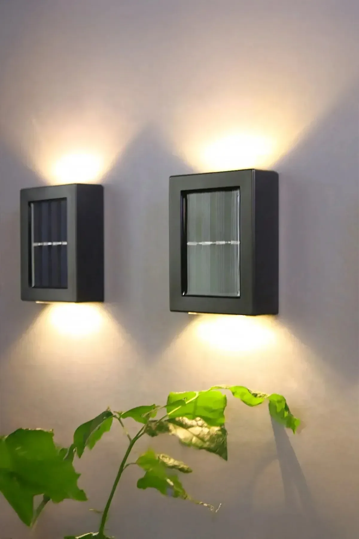 Solar Çift Taraflı Duvar Lambası Güneş Enerjili Aydınlatma Dekorasyon Aplik Işık 2 Li (5563) #3