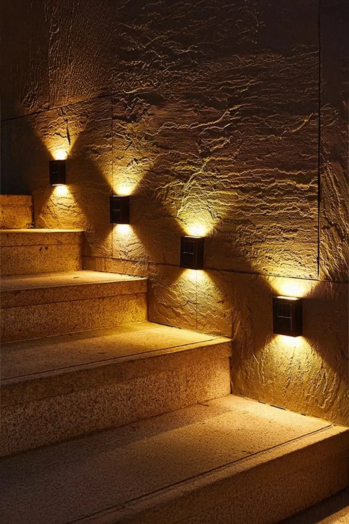 Solar Çift Taraflı Duvar Lambası Güneş Enerjili Aydınlatma Dekorasyon Aplik Işık 2 Li (5563) #5