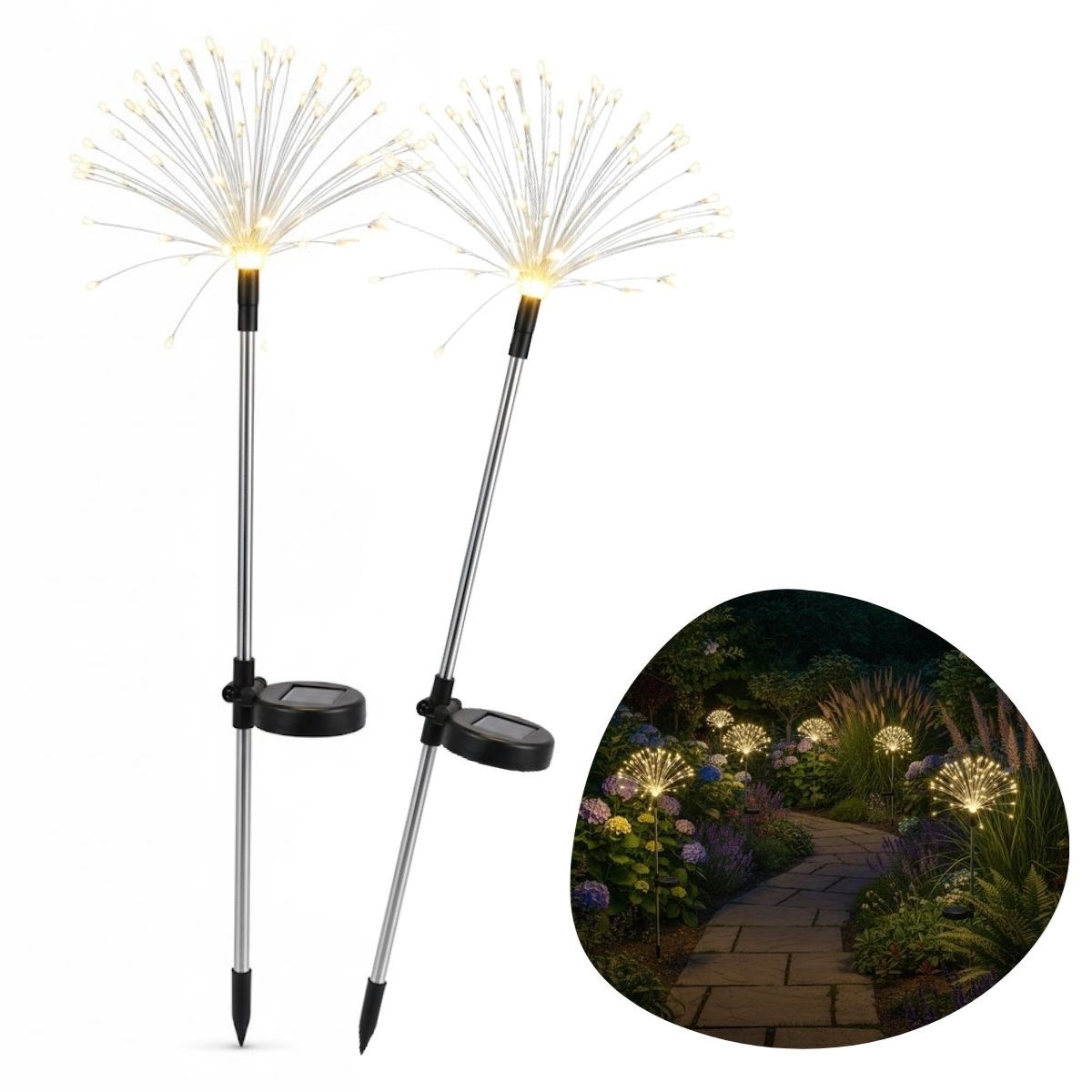 2 Adet Saçak Model Solar Bahçe Lambası – Güneş Enerjili LED