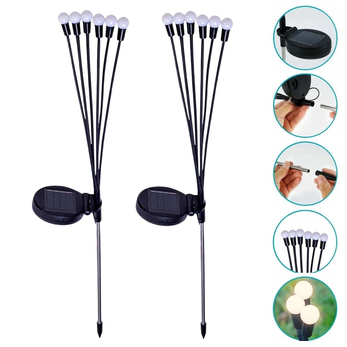 2 Adet Güneş Enerjili Plastik Bahçe Lambası – LED Dış Mekan