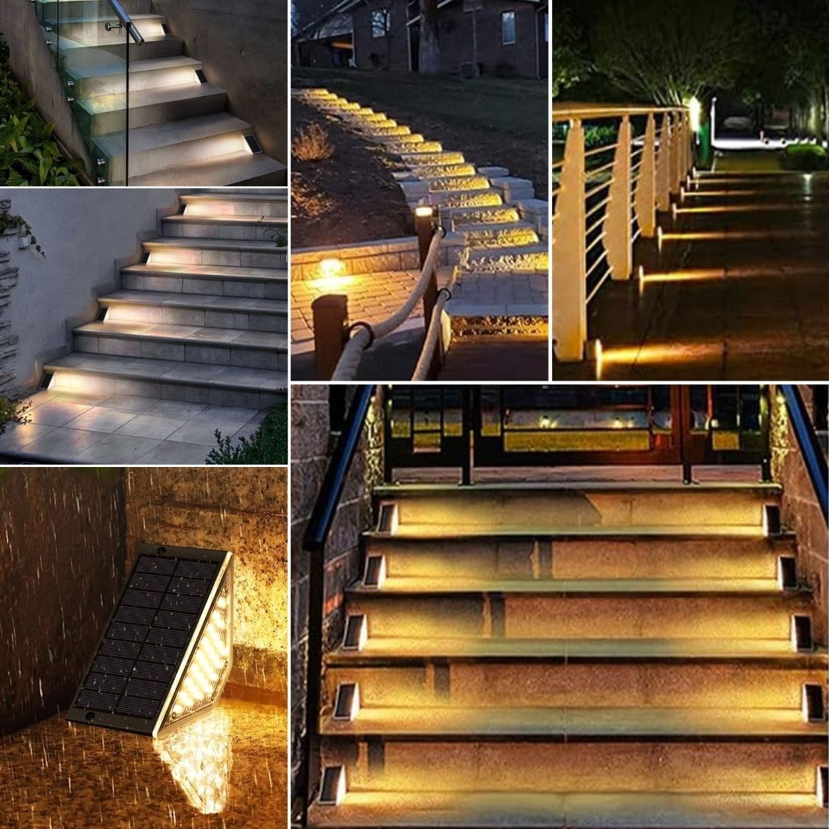  8 Adet Üçgen  Güneş Enerjisi ile Şarj Olan Dış Mekan Solar Basamak Köşe Lambası (5563) #2