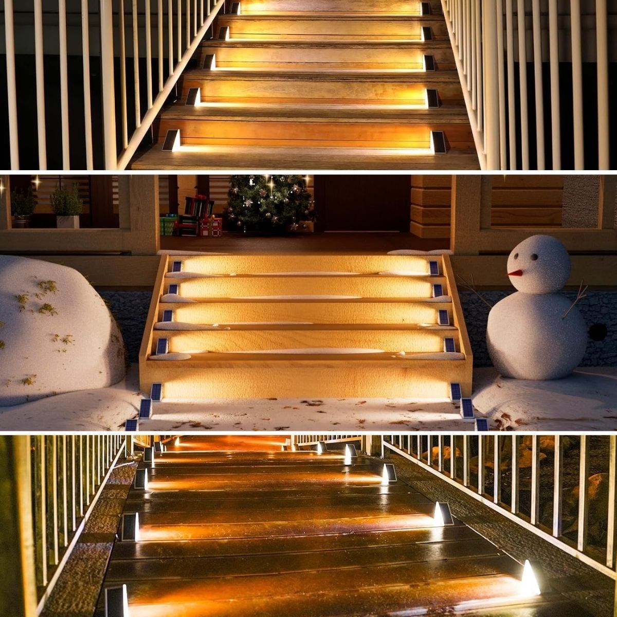  8 Adet Üçgen  Güneş Enerjisi ile Şarj Olan Dış Mekan Solar Basamak Köşe Lambası (5563) #5