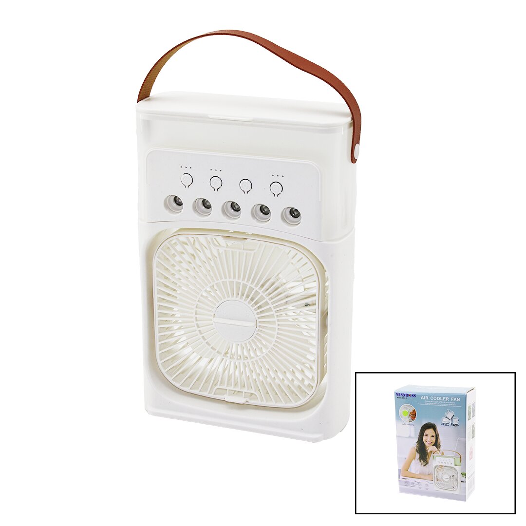 3-in-1 Air Humidifier Fan Night Light Desktop Misting Fan 360° USB Charge 3-Speed (5563)
