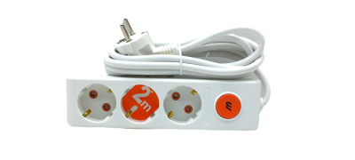 3-Socket Switched 2M Extension Cable Power Strip (5563)