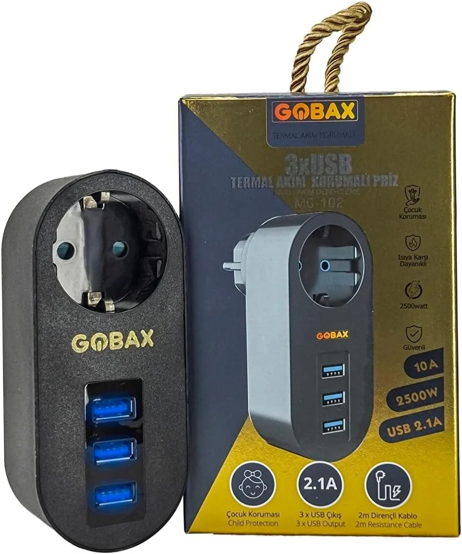 Gobax Thermal Current Protected Smart Outlet 3xUSB Li