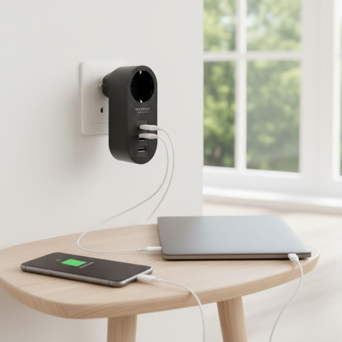 2 USB + 1 Type-C Fast Charging Outlet, Child-Safe, Heat-Resi