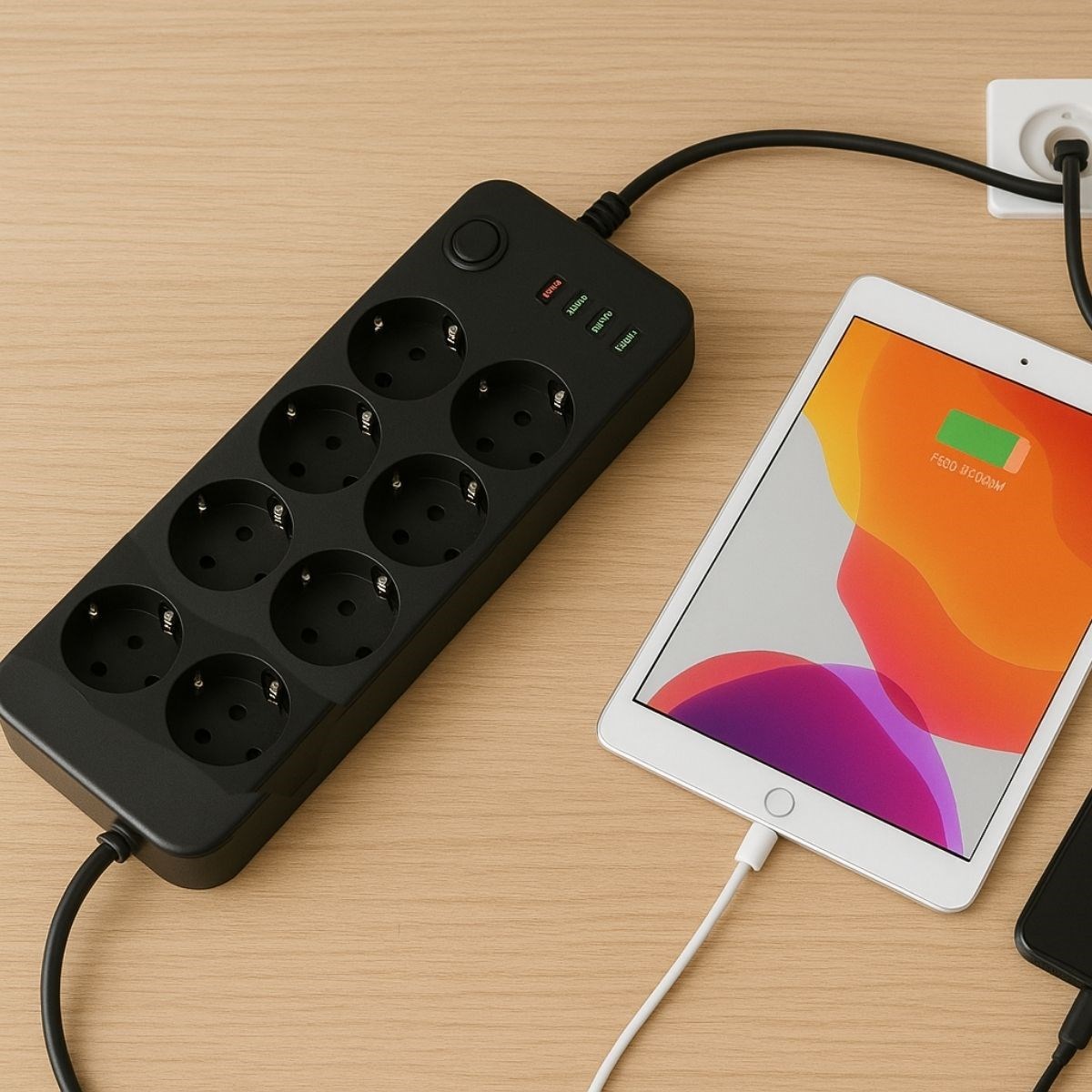 Akım Korumalı Termal Uzatma Kablosu – 8 Priz, 2 USB ve 2 Type-C Girişli, Güçlü Çoklu Priz (5563) #3