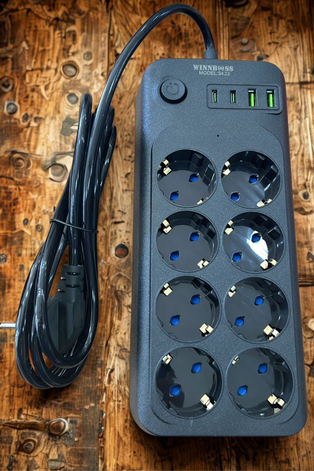 Akım Korumalı Termal Uzatma Kablosu – 8 Priz, 2 USB ve 2 Type-C Girişli, Güçlü Çoklu Priz (5563) #4