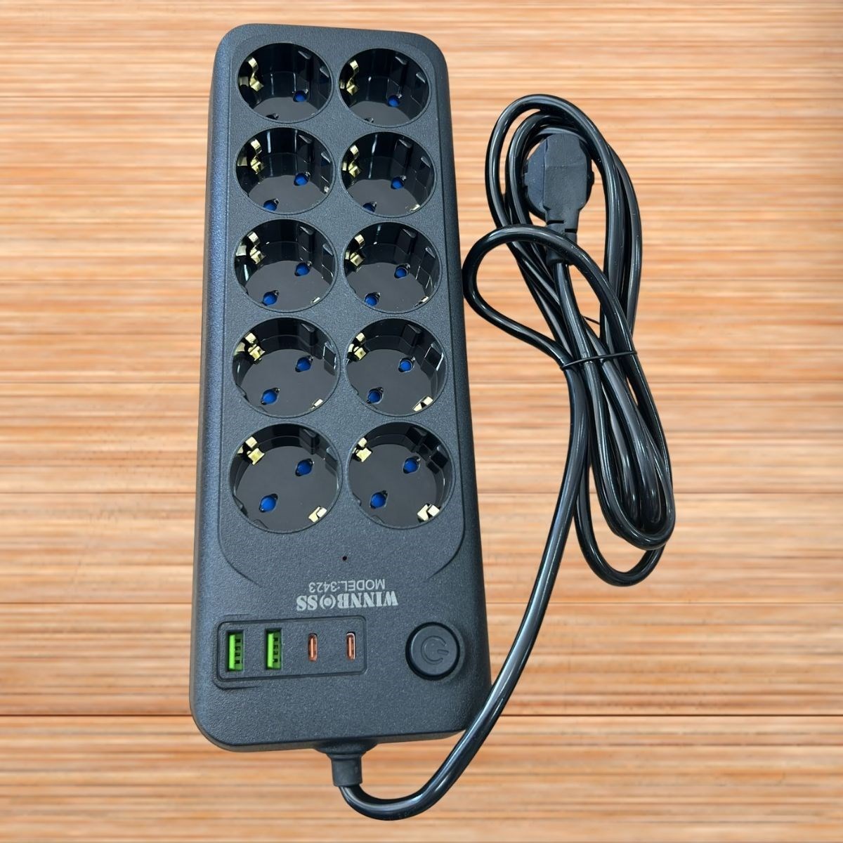 Akım Korumalı Termal Uzatma Kablosu – 10 Priz, 2 USB ve 2 Type-C Girişli, Güçlü Çoklu Priz (5563) #3