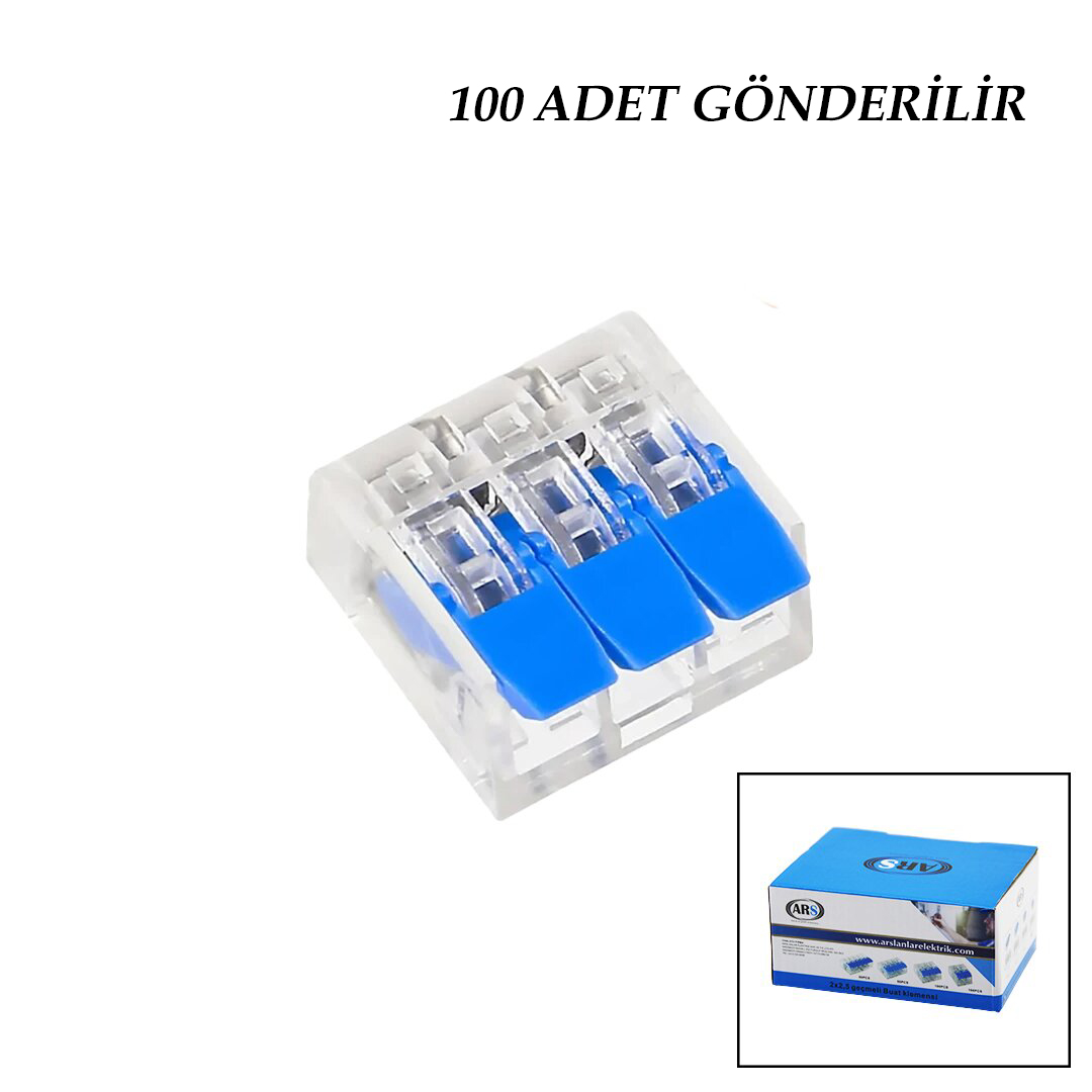 100 ADET 3 LÜ 2X2.5 KABLO GEÇMELİ MANDALLI BUAT KLEMENSİ (5563) #2
