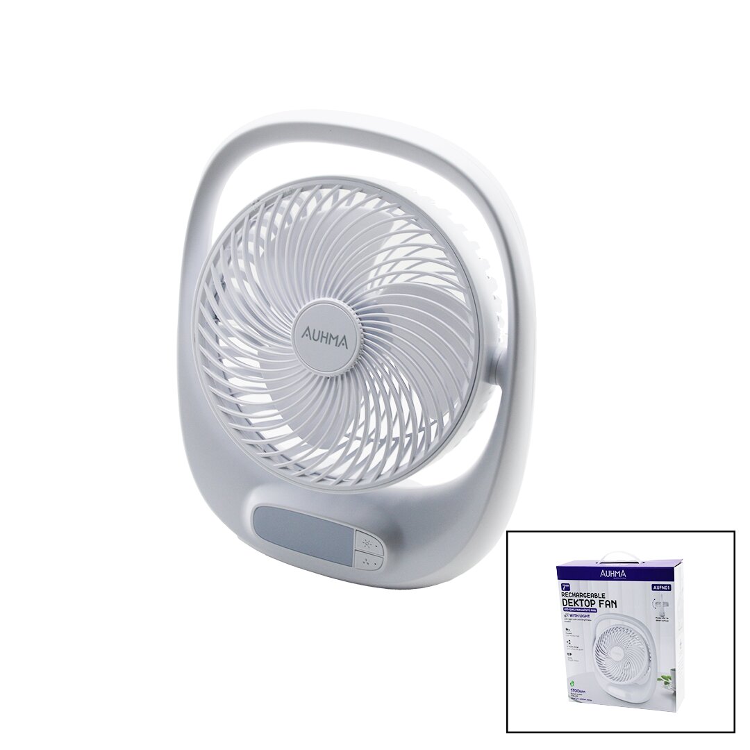 USB 7" Desktop Fan with LED Light 5W 180° 3-Speed - AUFN-01