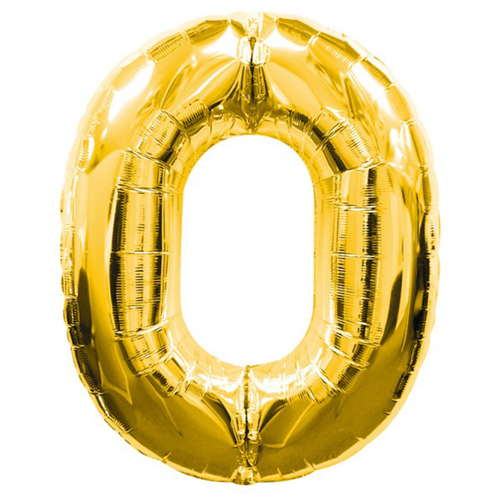 Gold Foil Balloon Number 0, 40 inch (5563)