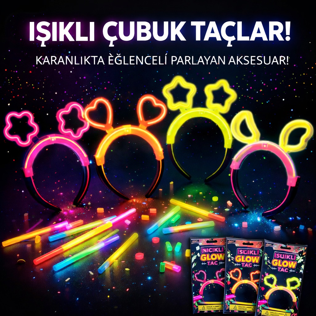 Glow in the Dark Crown Set 12 Pieces – Star Heart Moon Flowe