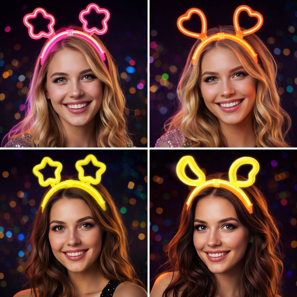 Leuchtender Glow Krone Set 12er – Stern Herz Mond Blume (5563) #2