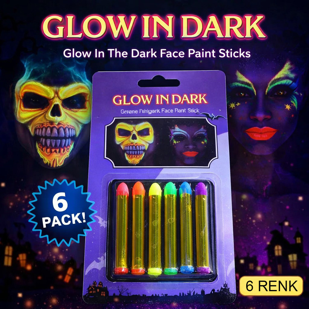 Glow in the Dark Party Paint 6-Pack – Luminous Face Paint (5