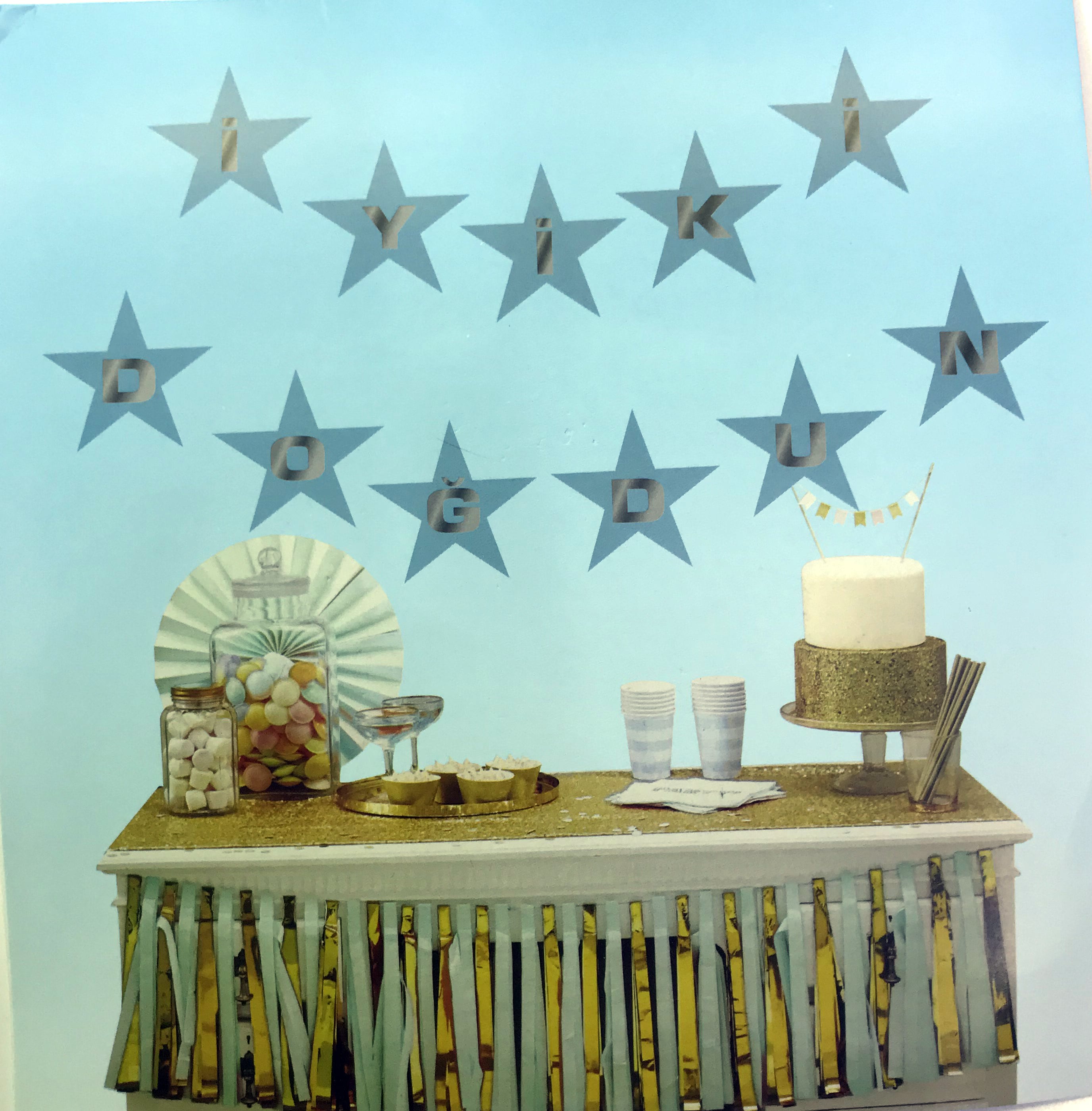 Blue with Silver Star Happy Birthday Garland Decoration (556