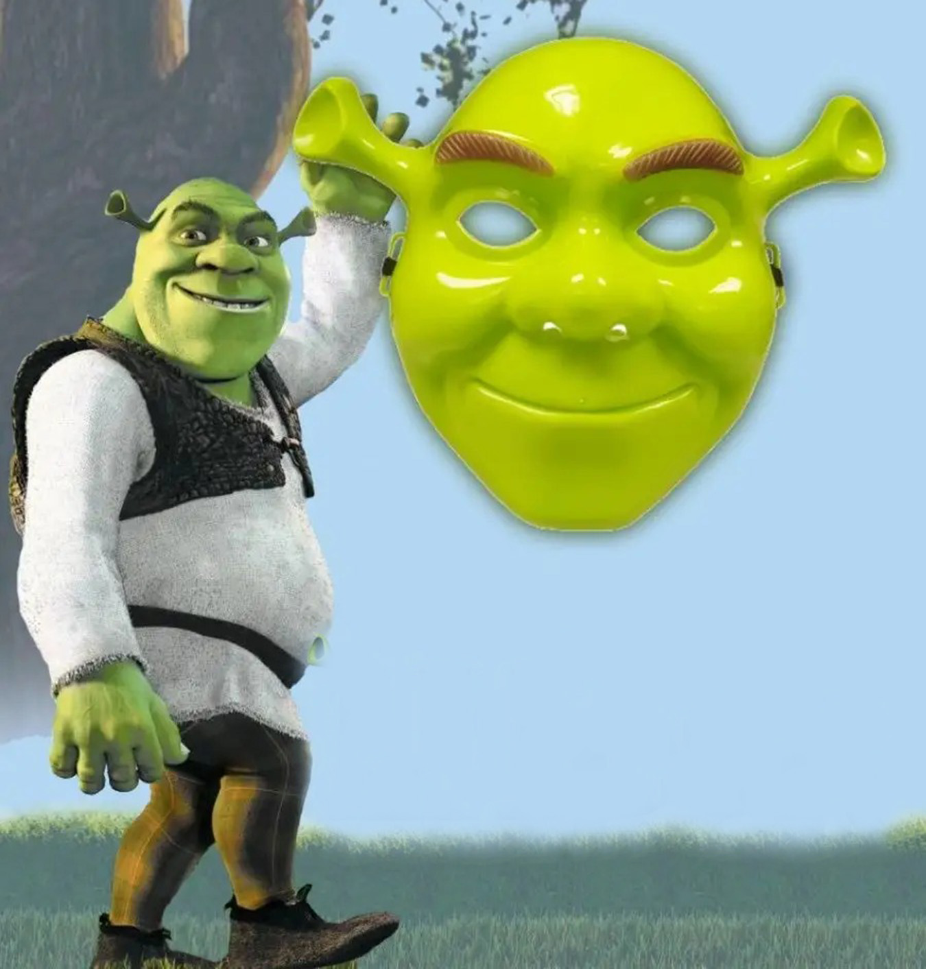Yeşil Shrek Maskesi 21x25 cm (5563) #2