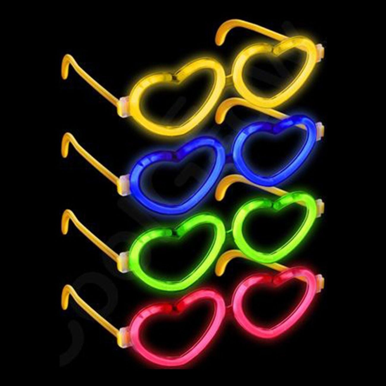 Glow Herzförmige Neon-Brille 6er Set – Neon Party (5563) #3