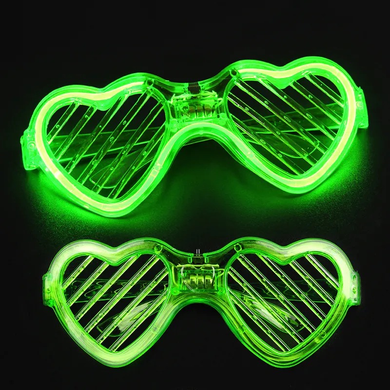 Grüne LED-Herzbrille – 3 Modi Party - Glow Brille (5563) #4