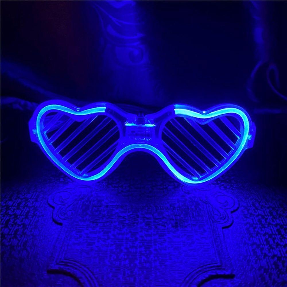 Mavi LED Işıklı Kalp Gözlük – 3 Modlu Parti - Glow Gözlüğü (5563) #3