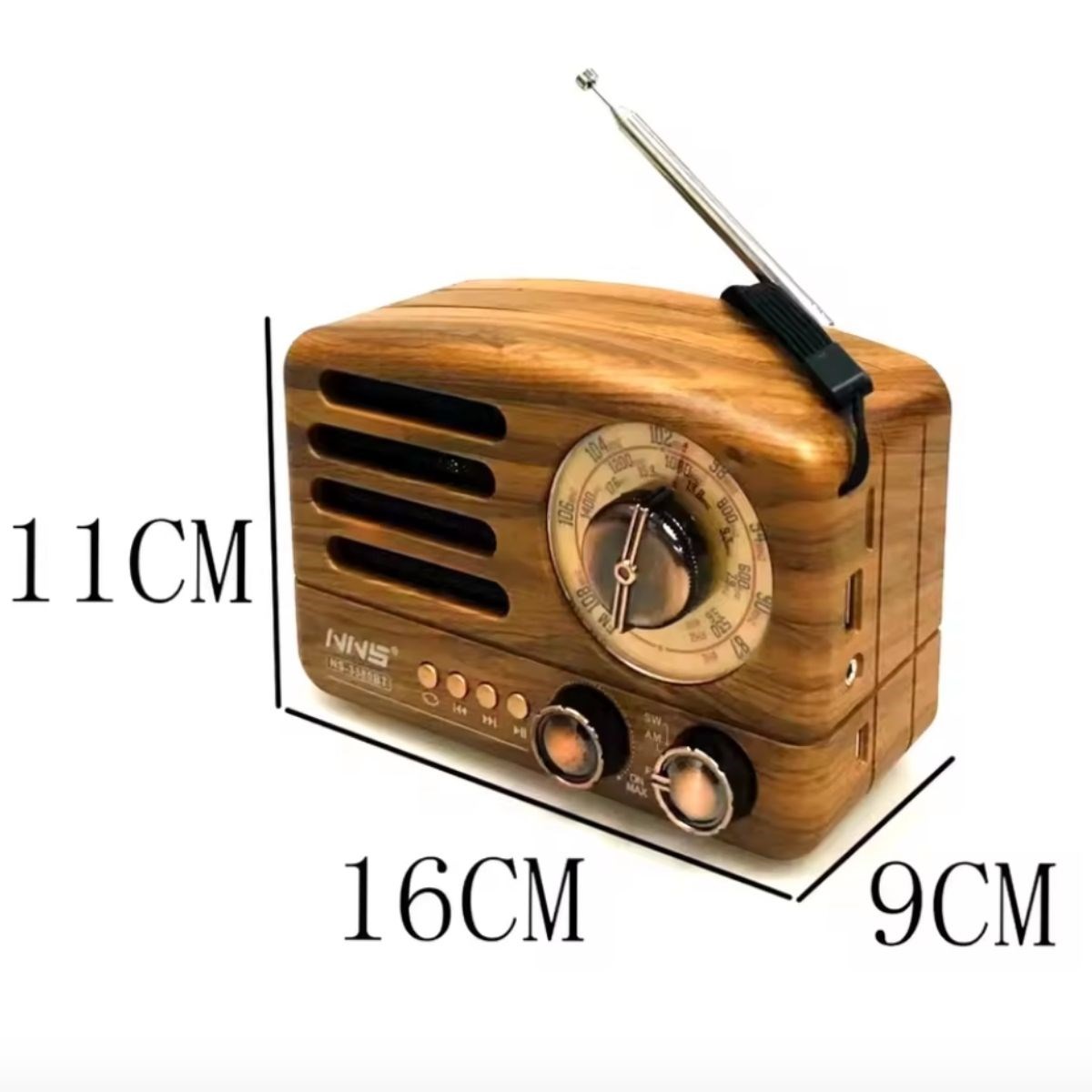 Retro Wooden Bluetooth Radio with FM/AM, Portable & Rechargeable #5