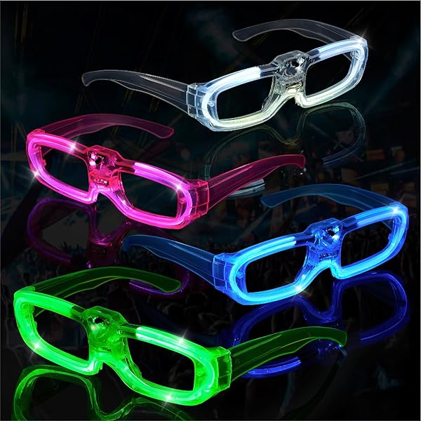 Weiße LED-Party-Brille 3 Modi – Glow - Nachtparty-Brille (5563) #2