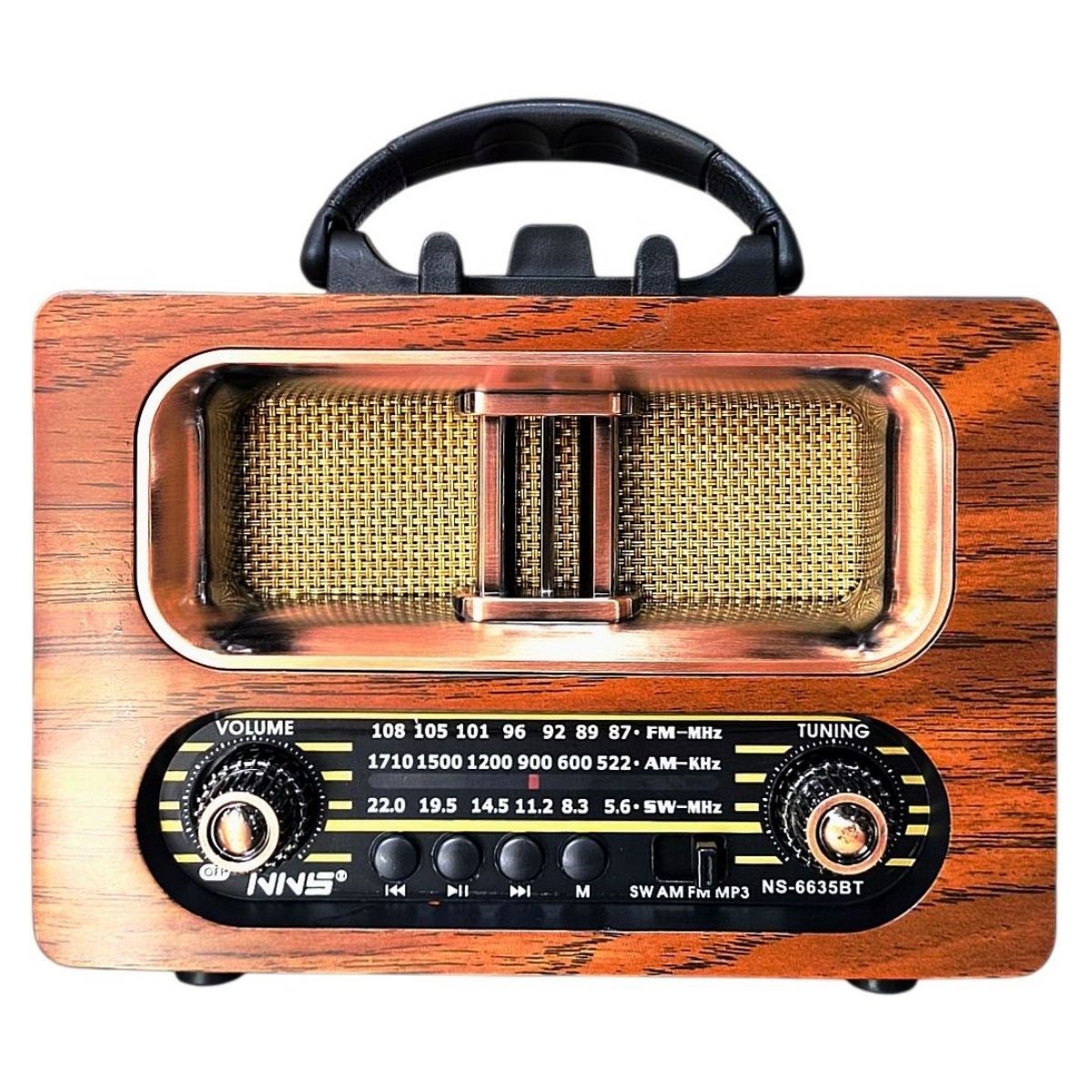 Large Retro Wooden Bluetooth Speaker Radio FM/AM Portable Rechargeable NS-6635 #3