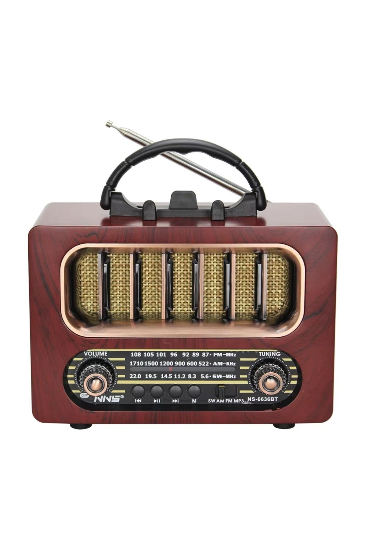 Mittelgroßes Retro-Holzdesign Bluetooth-Radio – FM/AM, aufladbar und tragbar NS-6636 #5