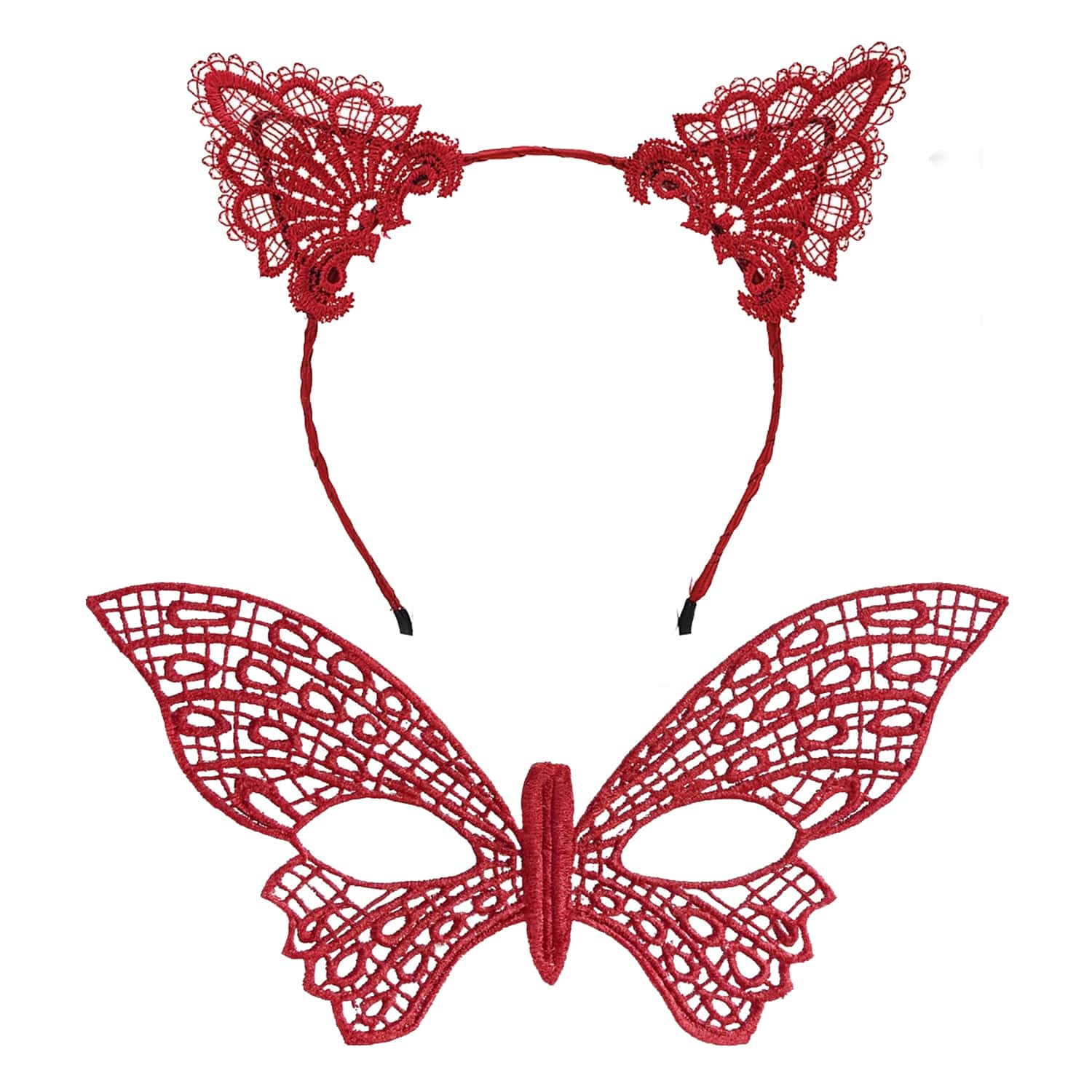 Elegante rote Spitzenmaske und Krone Set 7 – Für Maskeraden und Veranstaltungen (5563) #2