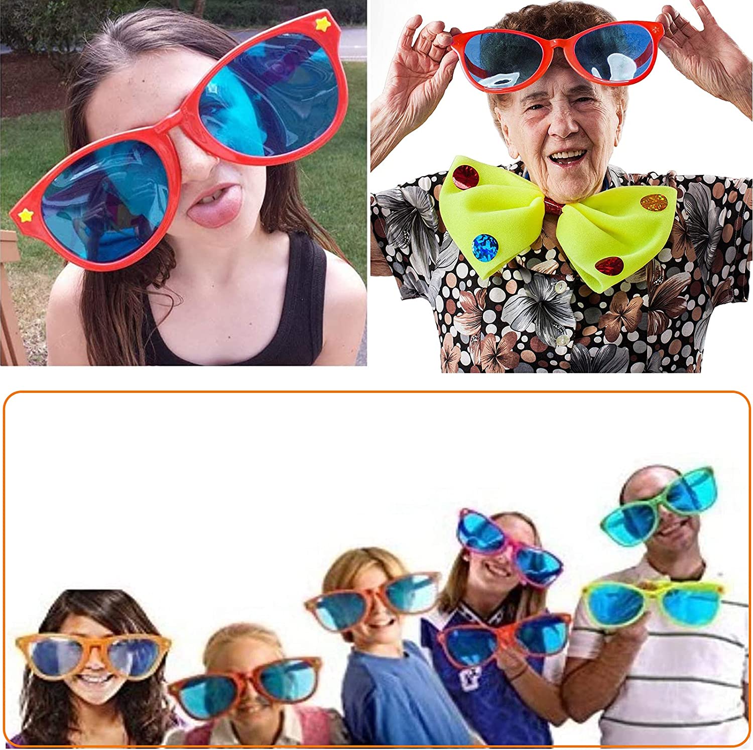 Büyük Parti Gözlüğü Rengarenk 12 Adet 27x9 cm (5563) #3