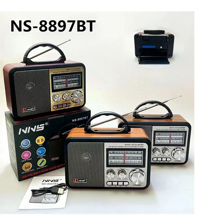 NNS NS-8897 Retro Wooden Radio with Bluetooth & FM/AM (5563) #2
