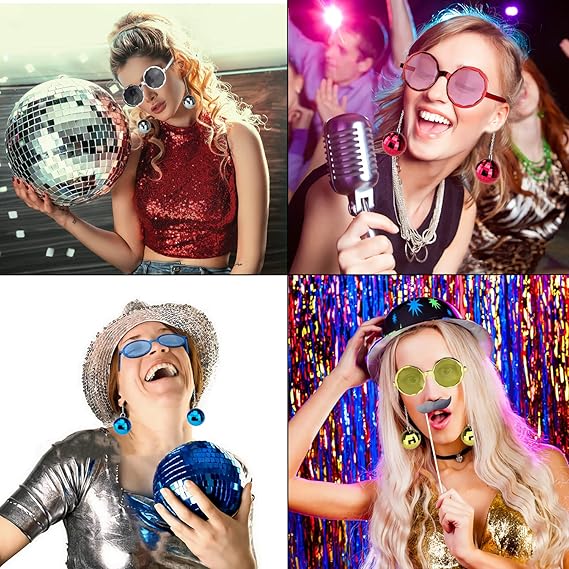 Sallanan Disko Top Küpeli Gözlük Retro Hawaii 5 Renk 6 Adet (5563) #2