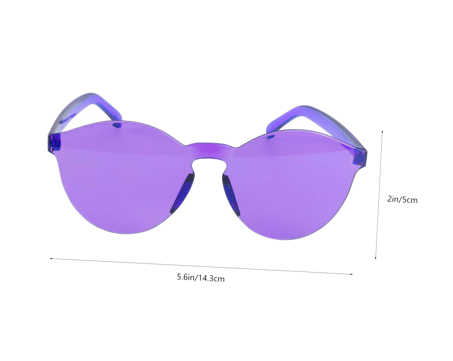 Harte Kunststoff Ovale rahmenlose Brille Lila Retro Party 5x14 cm (5563) #3