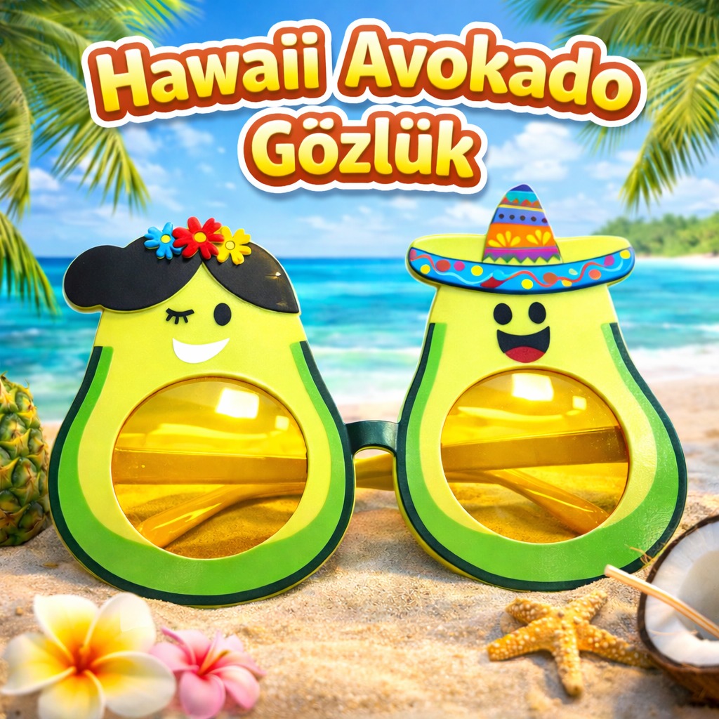 Hawaii Temalı Avokado Gözlük – Kostüm &amp;amp;amp; Parti Gözlüğü (5563) #2