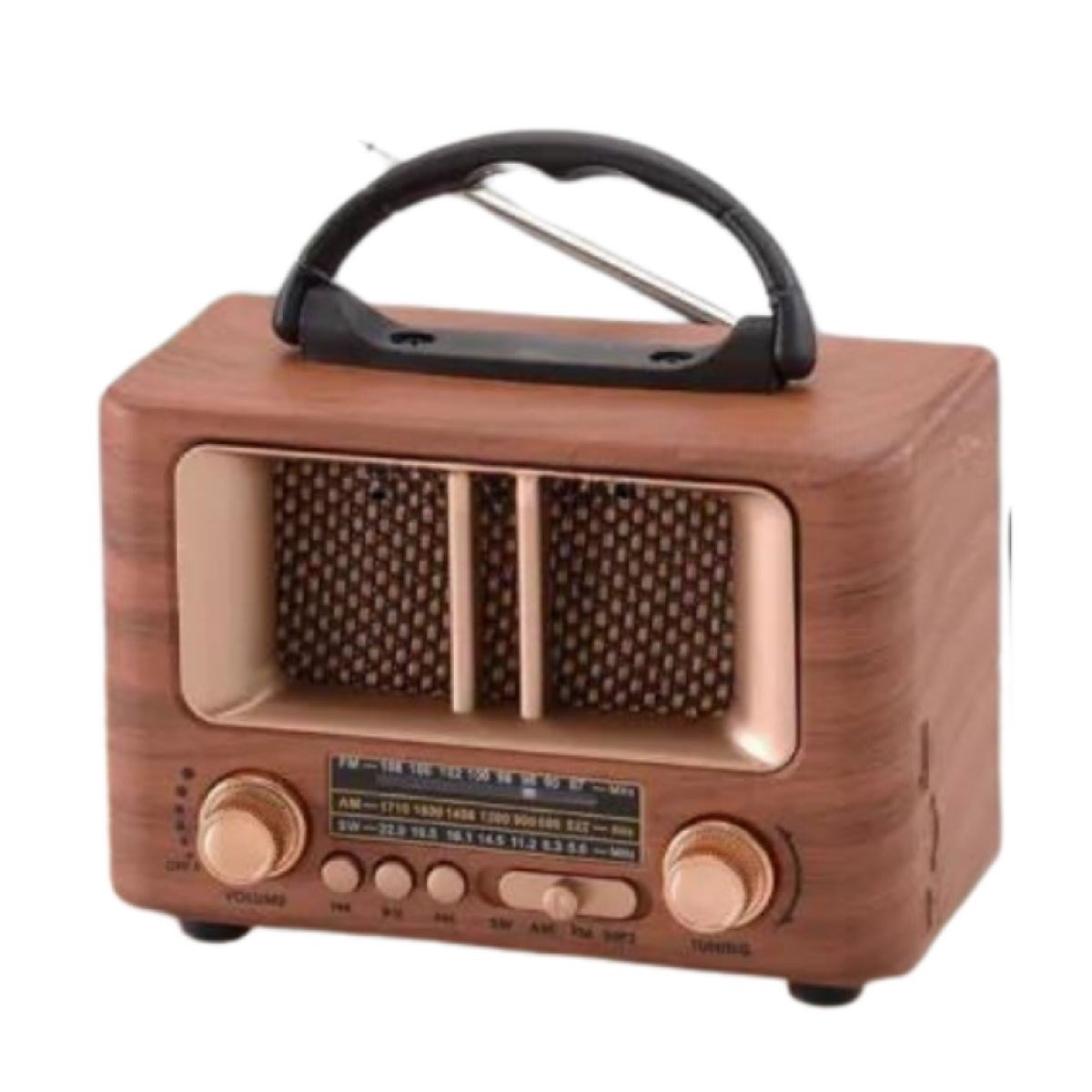 Mini Retro-Holzradio mit Bluetooth-Lautsprecher – FM/AM, tragbar, aufladbar NS-8108 #3