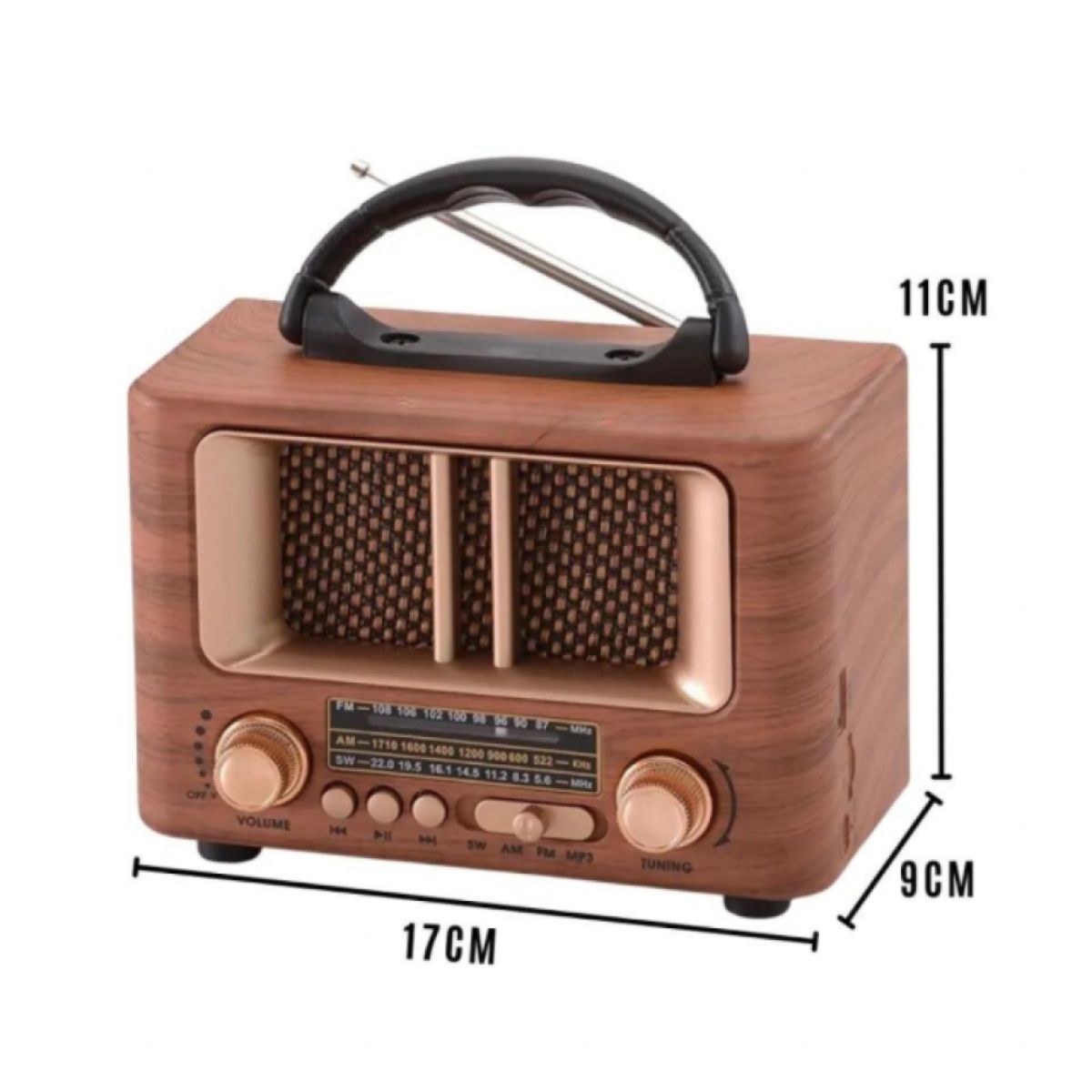 Mini Retro-Holzradio mit Bluetooth-Lautsprecher – FM/AM, tragbar, aufladbar NS-8108 #5