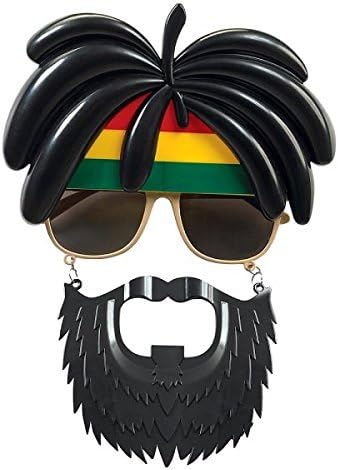 Rasta-Perücke Bob Marley Bart Partybrille 27x18 cm (5563) #3