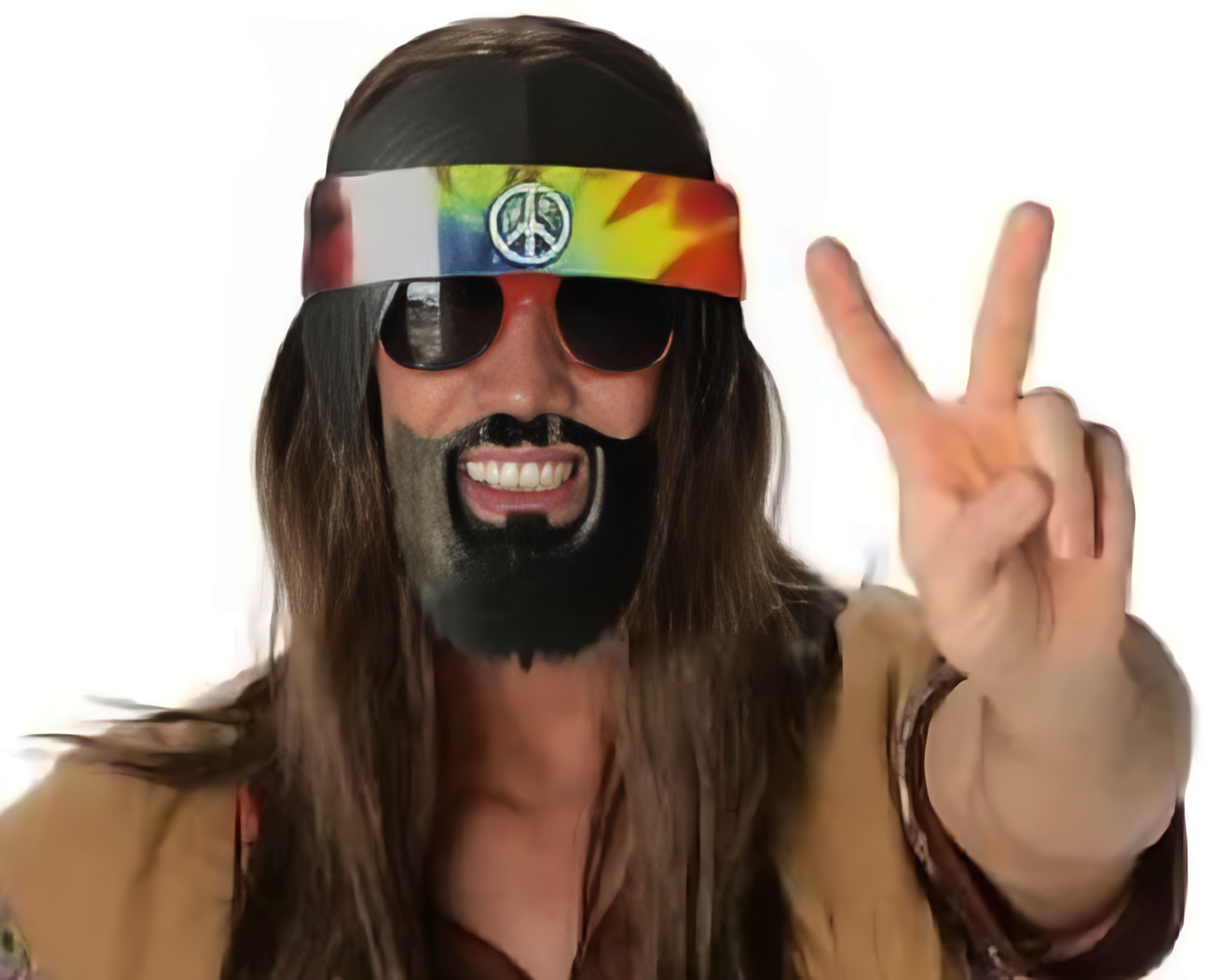 Siyah Saçlı Bandana Tasarımlı Hippi Parti Gözlüğü 26x18 cm (5563) #3