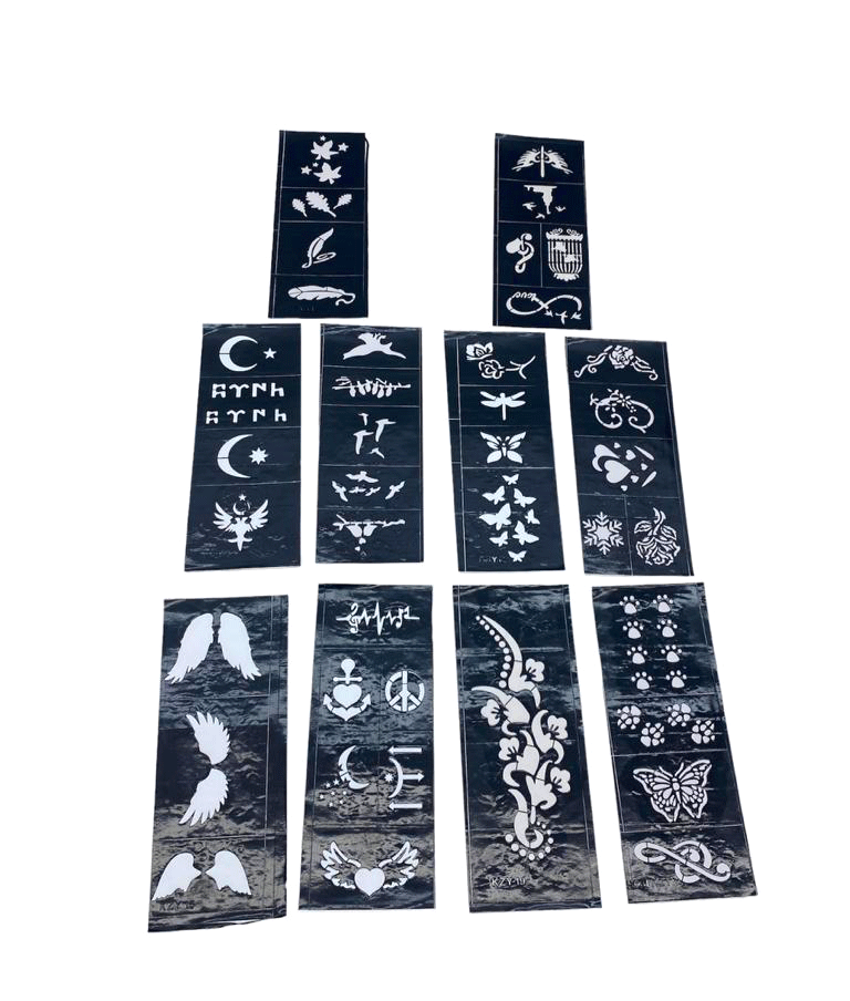 MİX DESEN 8X20CM TÜP KINA DESEN ÇIKARTMA ŞABLONU 10 PARÇA (5