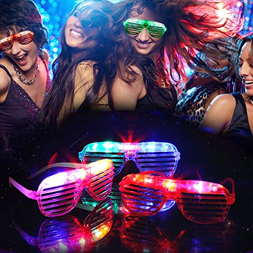 Led Işıklı Pilli Panjur Şekilli Rengarenk Yanıp Sönen Lüks Parti Gözlüğü Karışık 12 Adet (5563) #4