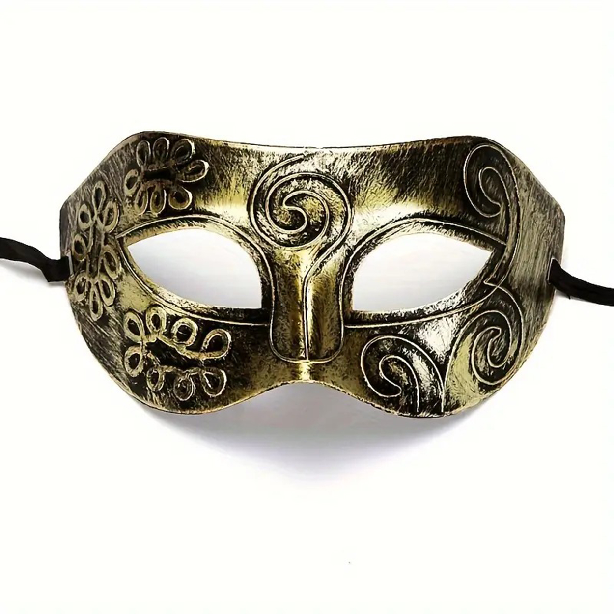 Altın Eskitme Yüz Maskesi - Antik Tarz Balo Maskesi (5563) #5