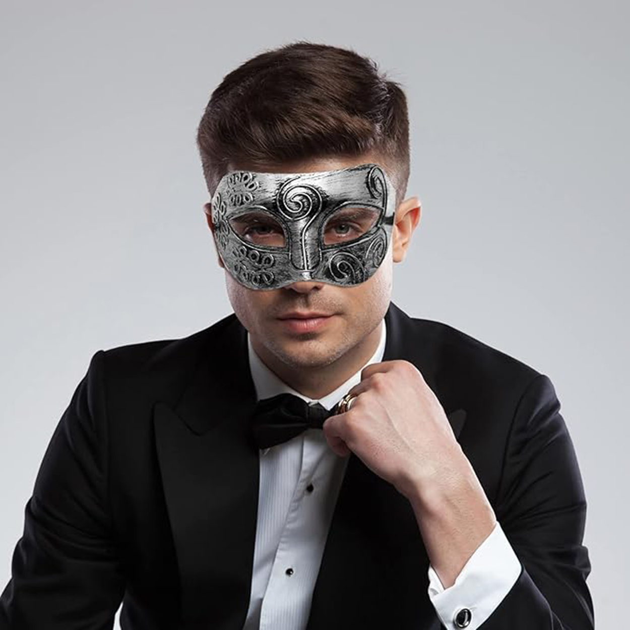 Gümüş Eskitme Yüz Maskesi - Antik Tarz Balo Maskesi (5563) #3