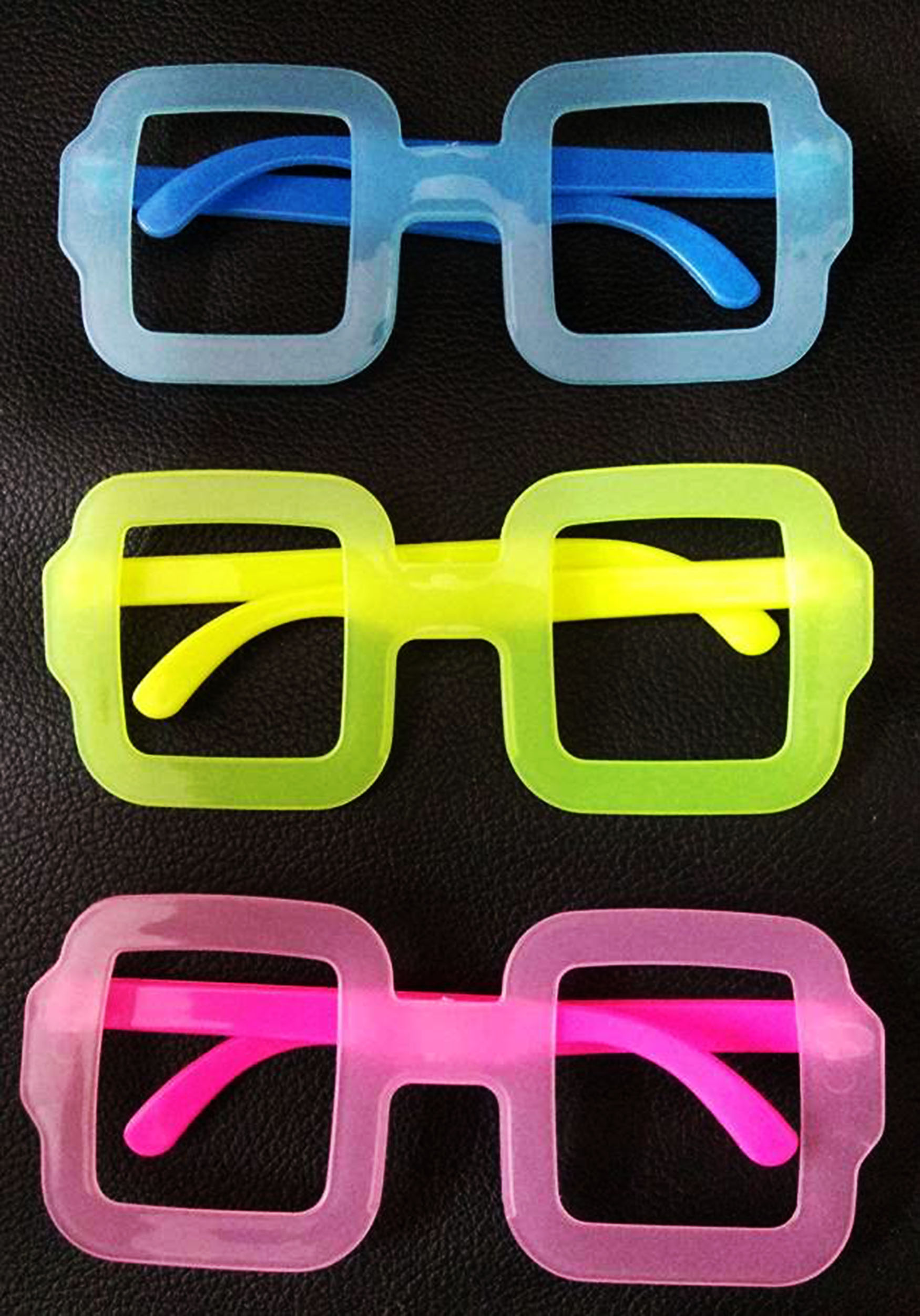 Phosphor Quadratische Neon-Partybrille Leuchtend im Dunkeln 12er Set (5563) #3
